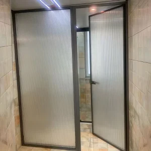 Narrow Aluminum Frame Interior Swing Door Exterior Patio Double Tempered Glass Door