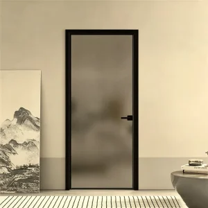 Narrow Border Aluminum Alloy Bathroom Swing Door with Ultra-White Changhong Glass
