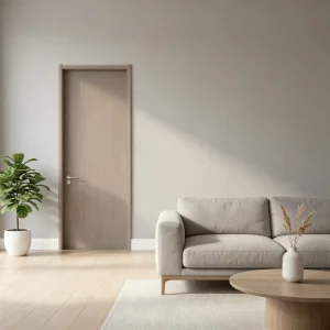 Narrow Edge Eco Friendly Wood Grain Aluminum Swing Door with Invisible Frame for Villa Hotel Apartment Interior House