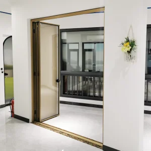 Narrow Folding Aluminum Interior Door with Low-E Glass Slim-Frame Bifold Design