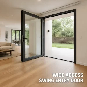 Narrow Frame Aluminum Alloy Casement Door with Sound Insulation and Gray Sandblasted Glass for Kitchen