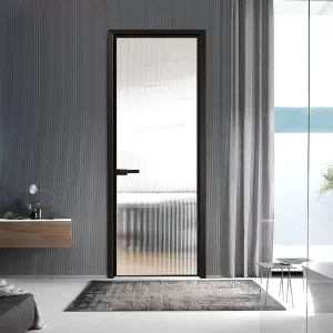 Narrow-Frame Aluminum Alloy Sound-Insulating Glass Swing Interior Door Factory Customizable