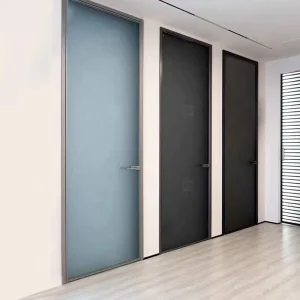 Narrow-Frame Aluminum Glass Casement Swing Door for Bathroom Interior Use