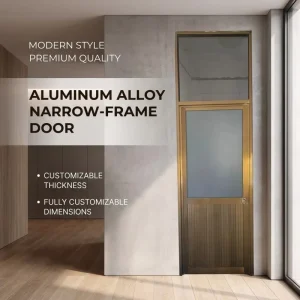 Narrow-Frame Aluminum Glass Door with Complete Hardware for On-Site Installation