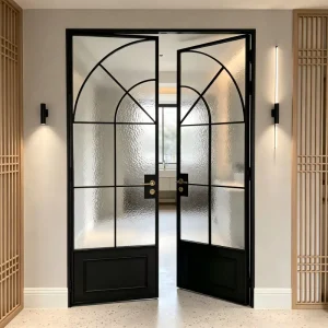 Narrow Frame Aluminum Interior Swing Door Modern French Style Glass Door for Indoor Partition