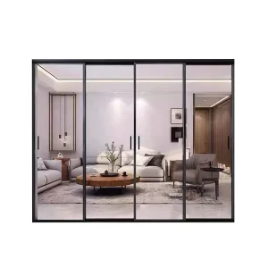 Narrow Frame Aluminum Sliding Glass Door Entrance Kitchen Door Movable Wall Partition Simple Design