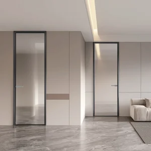 Narrow-Frame Aluminum Swing Door, 6063-T5 Aluminum Profile, Double-Glazed, Side-Opening, Sound-Insulating, for Bedrooms and Villas