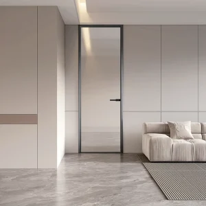 Narrow-Frame Casement Swing Doors with Double-Glazed Tempered Glass Aluminum Profile and Handle