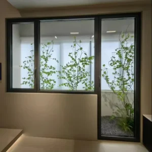 Narrow-Frame Glass Hinged French Patio Door with Integrated Windows