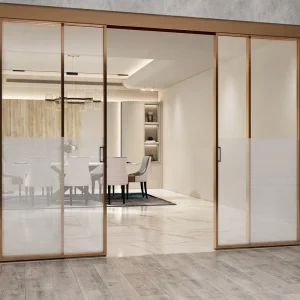 Exterior Aluminum Glass Sliding Door System, Hidden Trackless Design, Bedroom Apartment