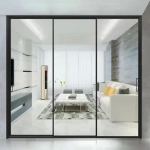 Narrow-Frame Soundproof Frameless Interior Sliding Door Partition for Bedroom, Apartment, and Office