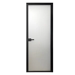 Modern Interior Glass Bathroom Door, Florida Miami-Dade Approved Hurricane Impact Hinged Door