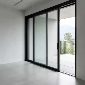 Narrow-Frame Translation Glass Door with Invisible Track for Interior Partition