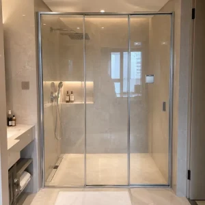 Narrow Frameless Glass Sliding Shower Door, Space-Saving Design