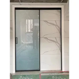 Narrow Frameless Sliding Glass Door, Black/White, for Villa, Exhibition Hall, Studio, or Shop