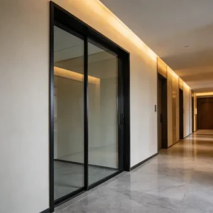 Narrow-Profile Aluminum Sliding Doors with Thermal-Break Frame Double Glazing and Flush Threshold for Commercial Properties