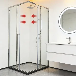 Narrow Sliding L-Shaped Shower Bathroom Door with Glass Partition for Wet/Dry Separation