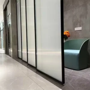 Narrow Slim-Frame 4-Panel Double Glass Sliding Door with 3-Track System