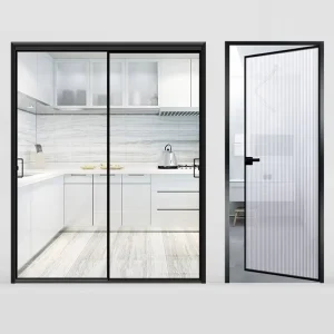 Narrow Toilet Swing Door Tempered Glass Aluminum Frame Modern Design for Interior Bathroom Use Heat Insulation Waterproof
