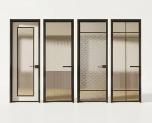 Narrow Toilet Swing Door Tempered Glass Aluminum Frame for Bathroom Hotel Kitchen with Heat Insulation