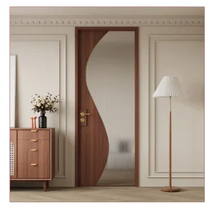 Narrow Water Resistant Glass Bathroom Toilet Swing Door