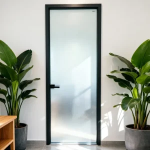 Narrow-frame Aluminum Glass Swing Door with Sound Insulation for Apartment, Villa and Bathroom