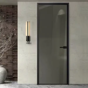 Narrow-frame Glass Bathroom Door with Aluminum Swing Partition for Indoor Use