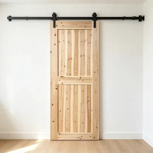 Natural Knot Solid Fir Barn Door Rustic Sliding Timber Door for Countryside Home