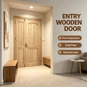 Natural Solid Fir Mother-and-Son Interior Door Eco-Friendly for Residential House Hotel Project