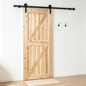 Natural-Texture Solid Fir Sliding Barn Door, Lightweight, Small Apartment