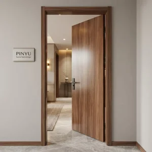 Natural Walnut Full-Grain Solid Wood Wardrobe Bedroom Closet with Plain Panel Swing Door