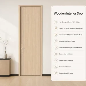 Neo-Chinese Paint-Free Wooden Interior Door Eco-Friendly Sound-Insulated Japandi Contemporary Style for Residential and Hotel Projects