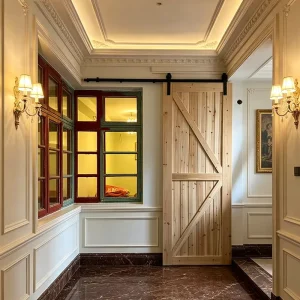 New Chinese Solid Fir Barn Door Unfinished Sliding Wooden Door