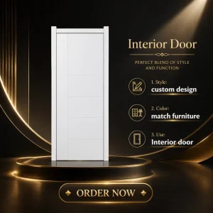 New Hotel Indoor Wood PVC Foil Coated Doors With Frames