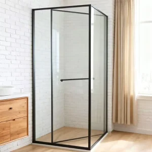 New Product Modern Stainless Steel Black Framed Shower Door with Frame for Apartment Use Rectangular Design