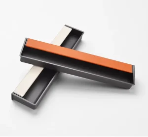 New Style Invisible Recessed Slotted Hidden Handle Zinc Alloy with Leather Inlay for Cabinets Wardrobes and Drawers