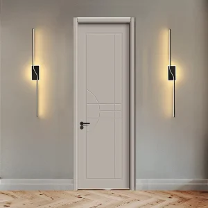No-VOC Water Paint Solid Wood Interior Door, Formaldehyde-Free, Morandi Grey, Minimalist Design for US Homes