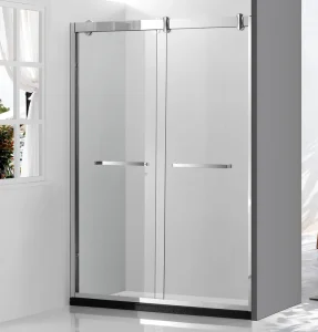 North America 8mm Glass Stainless Steel Big Roller Bathroom Double Shower Door