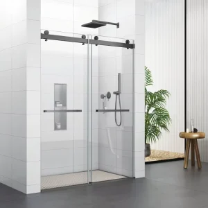 North American-Certified Frameless 304 Stainless Steel 8mm Tempered Glass Double Sliding Shower Door