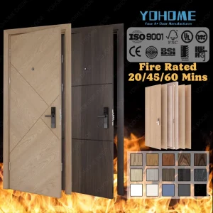North American Hotel Room Fire Proof Door Prehung 20 45 60 Minute Fire Rated Wood Door UL WH Certified Fire Rated Door