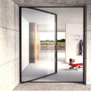 North American Style Big Panel Tempered Glass Door Aluminium Modern Entry Front Pivot Doors