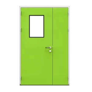 OEM Customized Cleanroom Unequal Double Swing Door with Aluminum Frame, 1200 x 2100mm Wall Opening