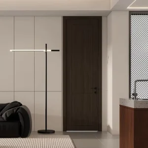OEM Dark Paint-Free Solid Wood Composite Interior Door for Hotel Projects