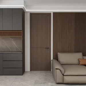 OEM Gray Paint-Free Solid Wood Composite Interior Door for Hotel Bedroom