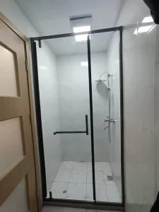 OEM ODM Price Homestyle Glass Hinge Door Shower Cubicle Single Slide Full Kit Bath Room Black 6mm Diamond Hotel Shower Door