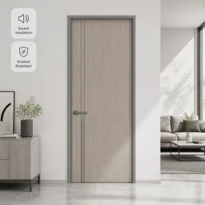 OEM Paint Free Interior Aluminum Frame Wood Door with Melamine Faced Board and Eco friendly for Commercial and Residential Use