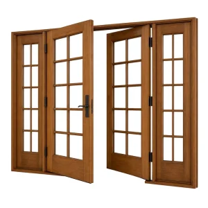 OEM Solid Wood Grain Private Residence Double Leaf Exterior Entry Door with Weather Seal Manufacturer Direct