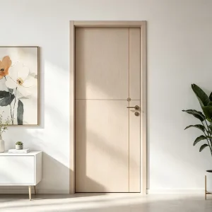 Oak Wood Solid Core Interior Door Natural Grain Soundproof Moisture Resistant for Villa and Hotel