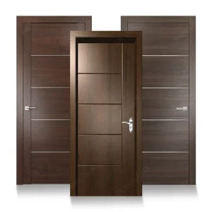 Oak and Mahogany Solid Wood Interior Door with Frame
