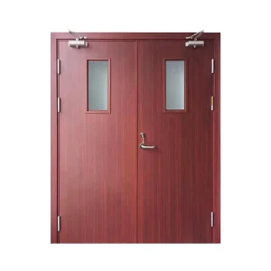Office Style Wood Grain Double-Leaf Steel Fire Rated Door for Schools and Office Buildings
